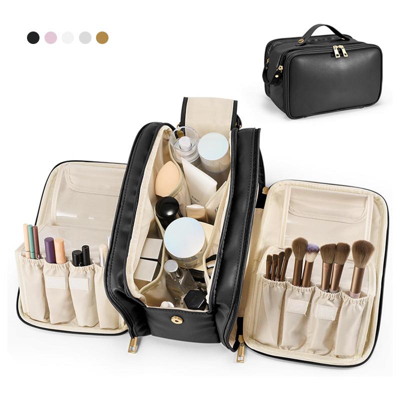 Stehende Kosmetiktasche mit integriertem Pinselhalter für Reisen